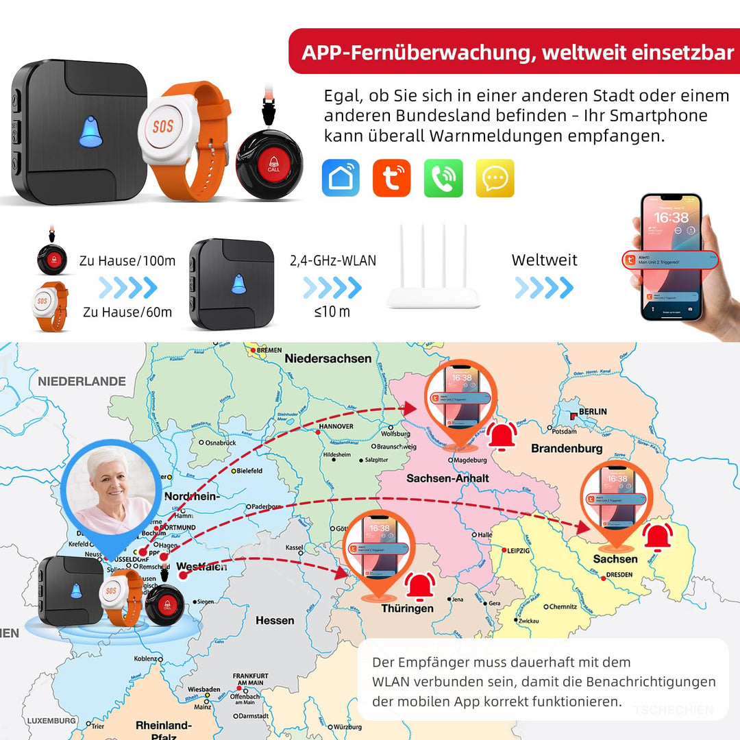 Notfallarmband Senioren WLAN Tuya-App IP55 mit Sofortalarm - Bild 3