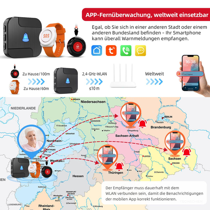 Notfallarmband Senioren WLAN Tuya-App IP55 mit Sofortalarm - Bild 3