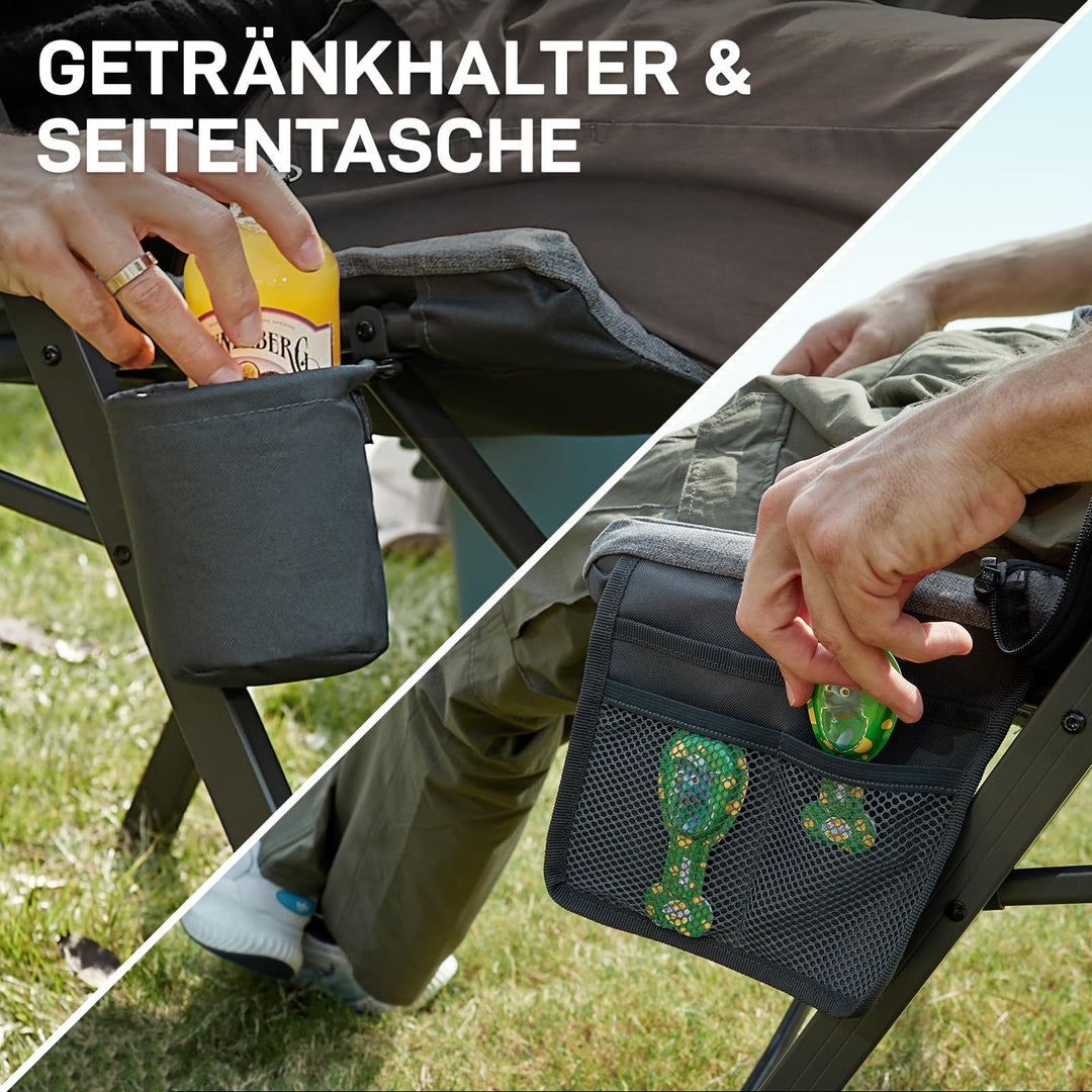 Campingstuhl faltbar gepolstert 2er-Set 150 kg Traglast grau - Bild 7