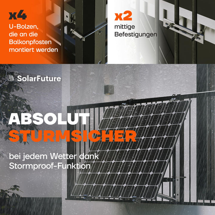 Balkonkraftwerk Halterung Aluminium Edelstahl flexibel für Geländer - Bild 5