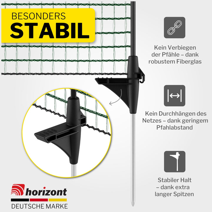 Mobiler Hundezaun Fiberglas 25 m x 90 cm grün mit 15 Pfählen - Bild 3