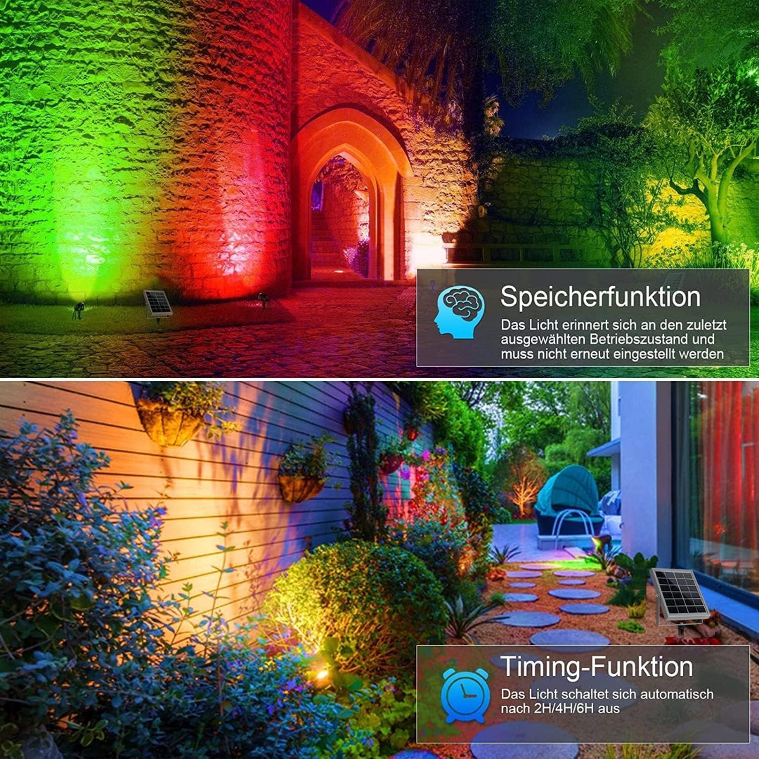 Solar Gartenleuchte RGB+Weiss 600lm IP66 mit Fernbedienung - Bild 5