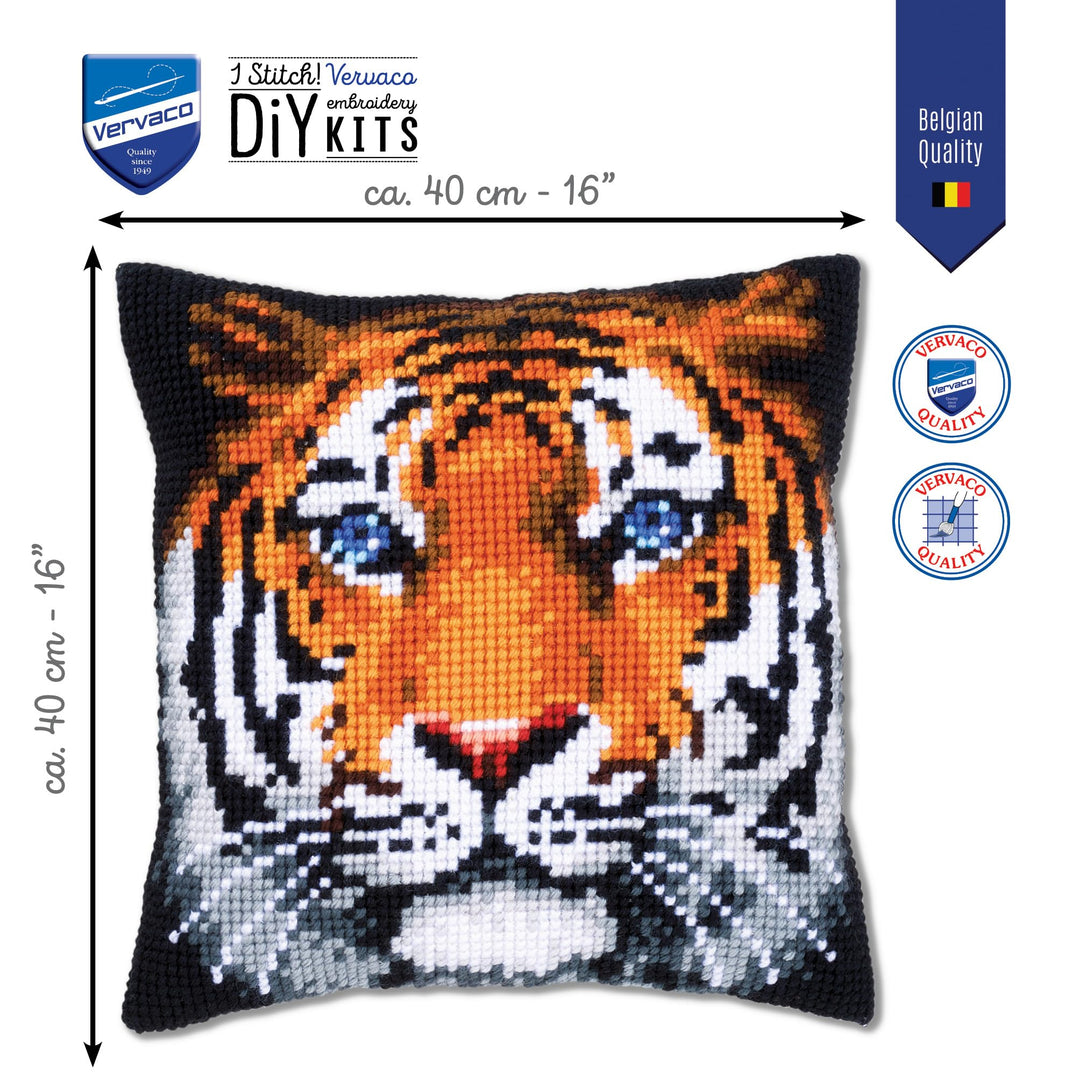 Kreuzstich Set Kissen Tiger vorgedruckt 40x40 cm für Anfänger - Bild 2