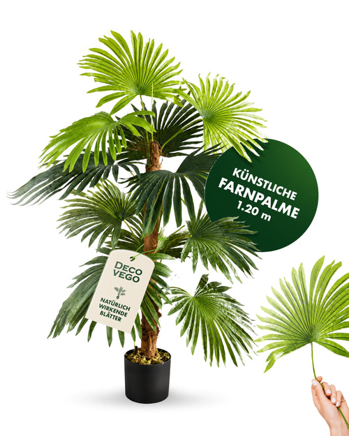 Kunstpflanze Farnpalme 120 cm mit 12 Wedeln für Wohnzimmer