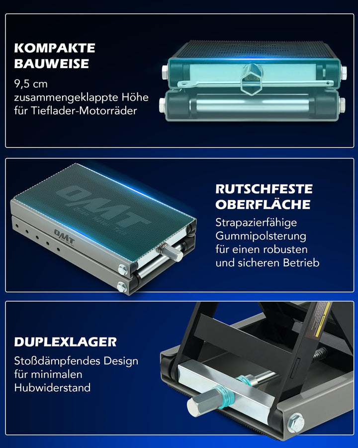 Motorradhebebühne Stahl 500 kg Tragkraft höhenverstellbar 95–370 mm - Bild 6