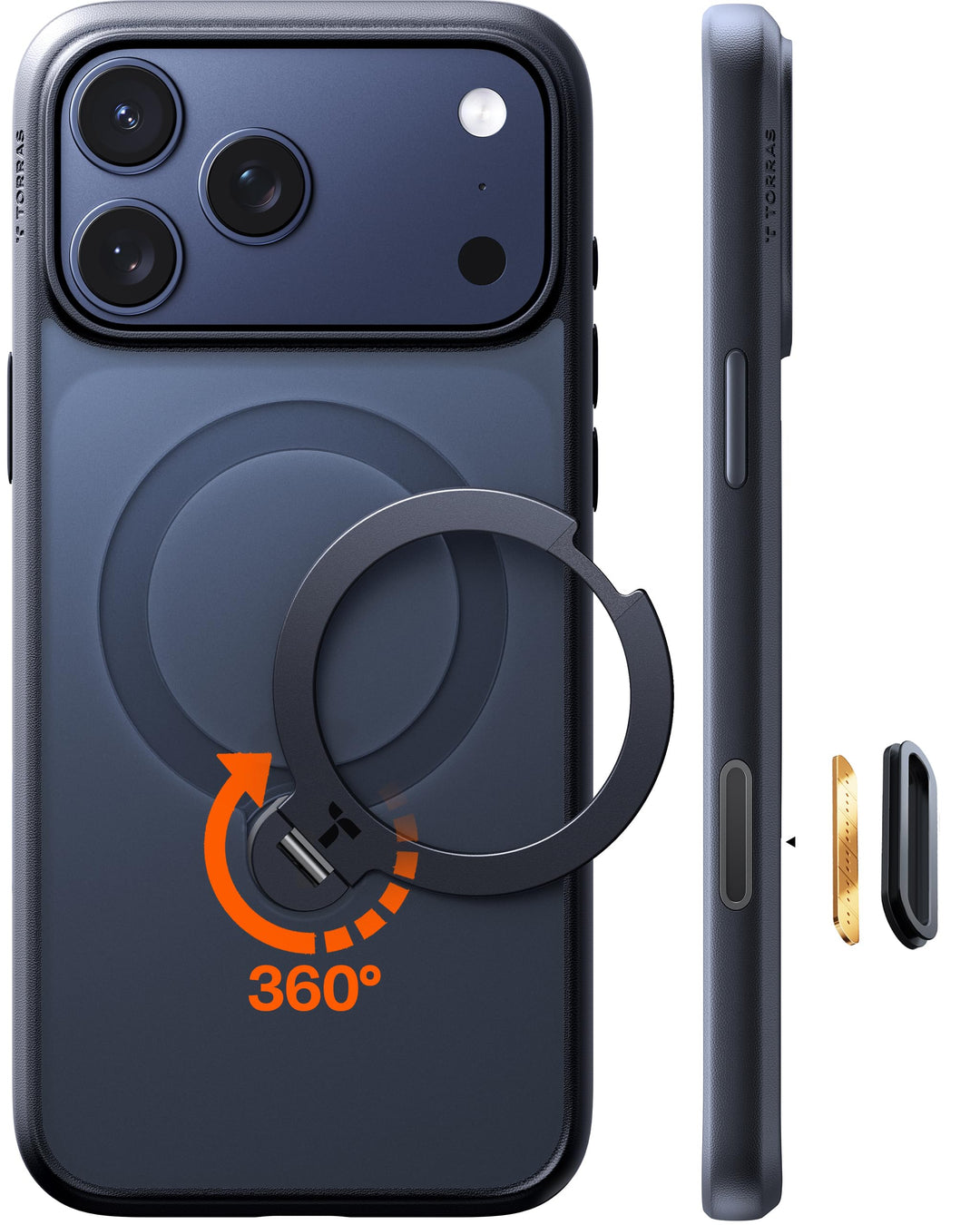 iPhone 17 Pro Hülle mit 360° MagSafe-Ständer stoßfest Schwarz