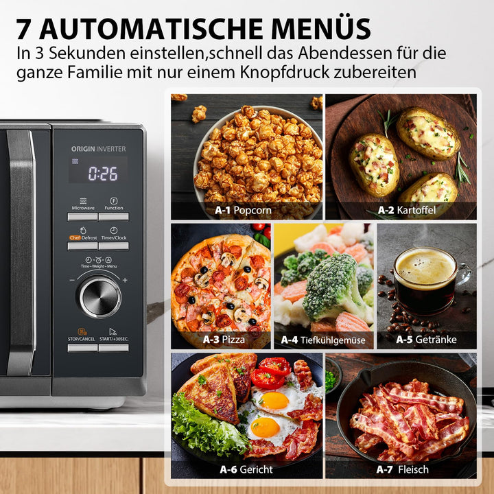 Mikrowelle mit Grill 25L Unterbau 3-in-1 Inverter Morandi-Grau - Bild 5