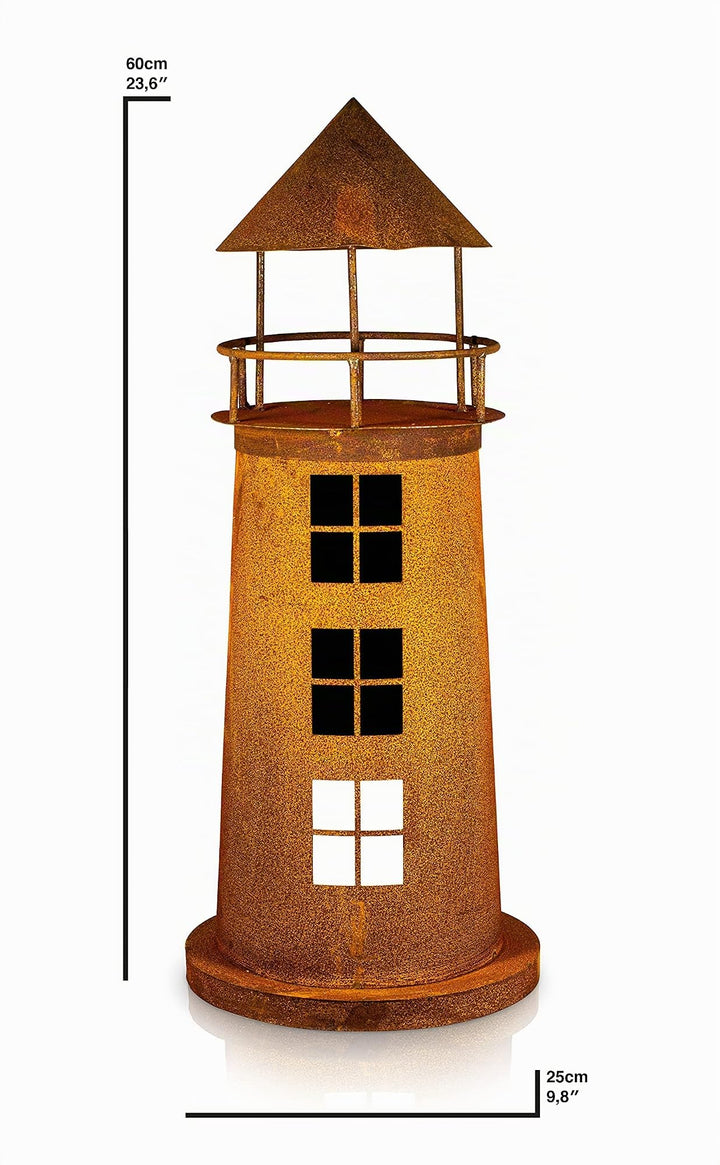 Leuchtturm Deko Skulptur Edelrost Metall für Garten und Terrasse - Bild 2
