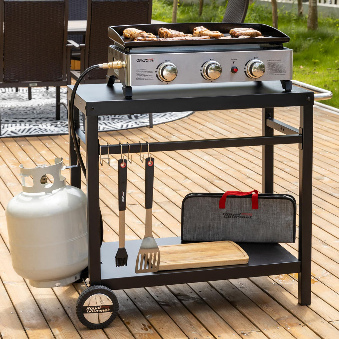 Outdoor Grillwagen mit Arbeitsplatte 85x50 cm, Stahlrohr schwarz - Bild 8