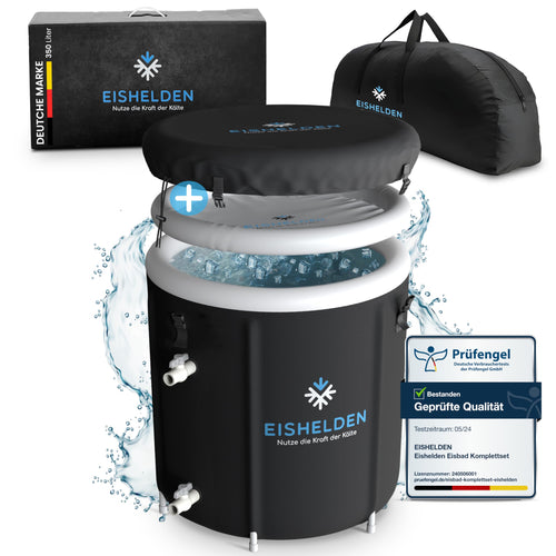 Eisbad Tonne XL 80 cm Ø 5-Schichten-Isolierung Kryotherapie Zuhause