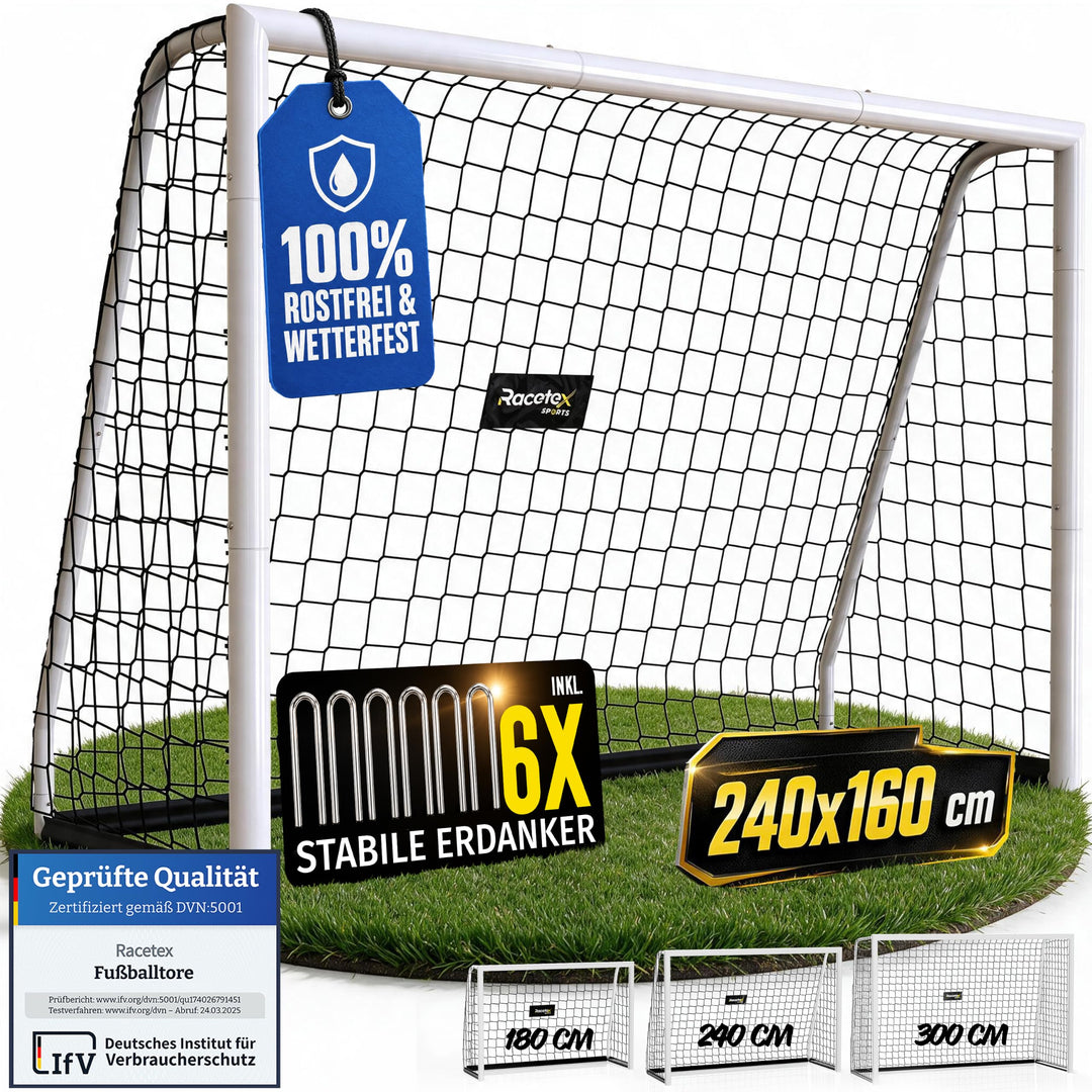 Fussballtor Kinder 240x160 cm Stahl mit Netz für Garten