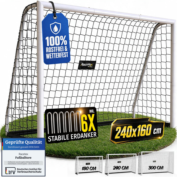 Fussballtor Kinder 240x160 cm Stahl mit Netz für Garten