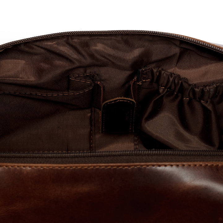 Kulturtasche Herren Echtleder handgefertigt Vintage-Look XL braun - Bild 4