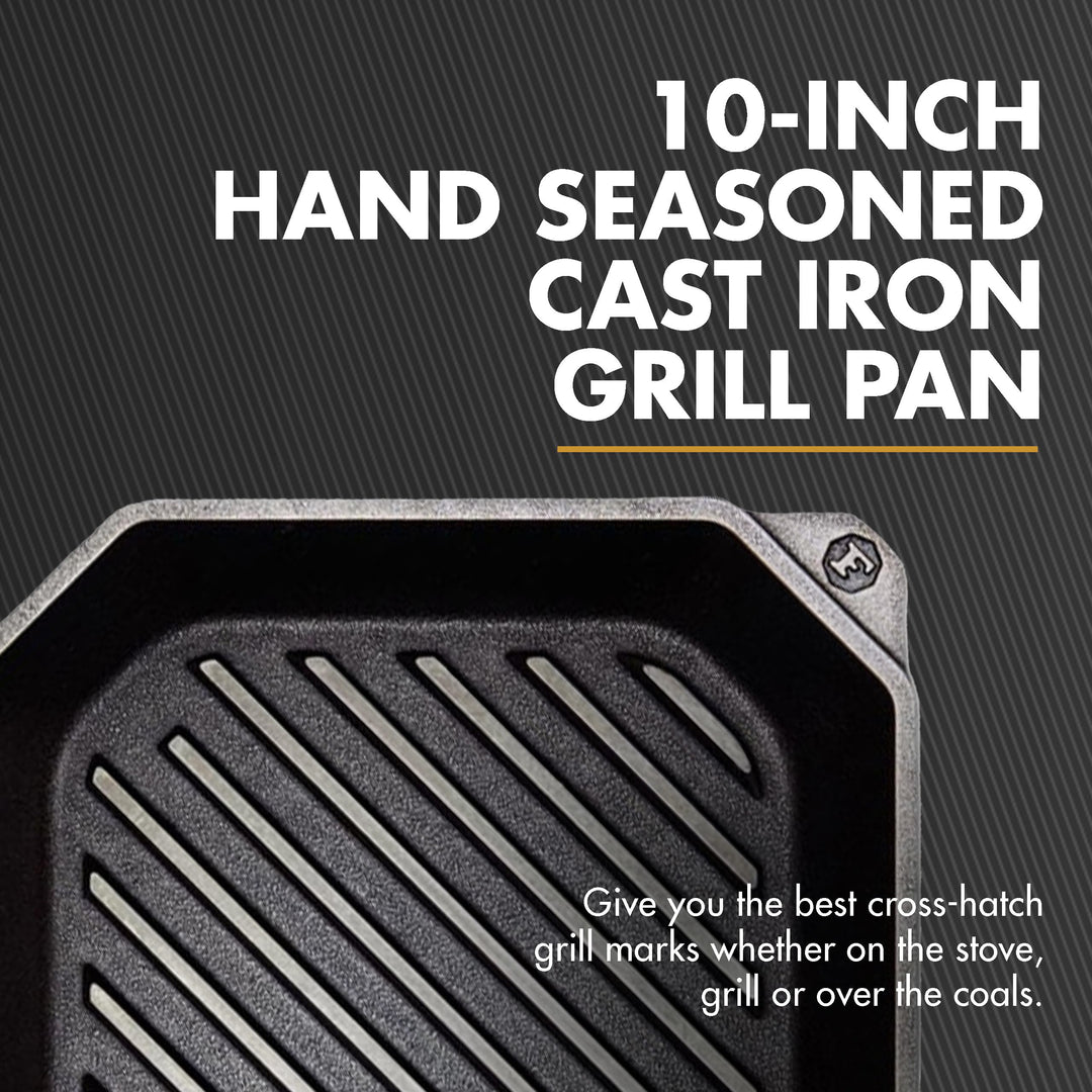 Gusseisen-Grillpfanne achteckig 25 cm vorgebrannt für Induktion &amp; Grill - Bild 2