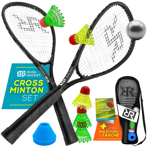 Crossminton Set Aluminium 5-teilig mit Schlägern & Feldmarkierung