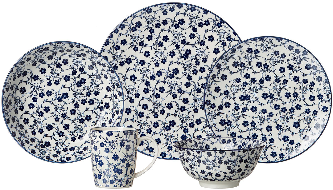 Kuchenteller-Set Porzellan Blau-Weiss Sakura 4-teilig 21,5 cm - Bild 3