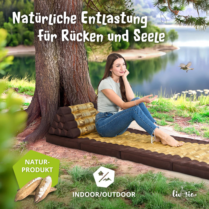 Rückenstützkissen Thaiseide Kapok Dreieckskissen 32x55x30cm Outdoor - Bild 2
