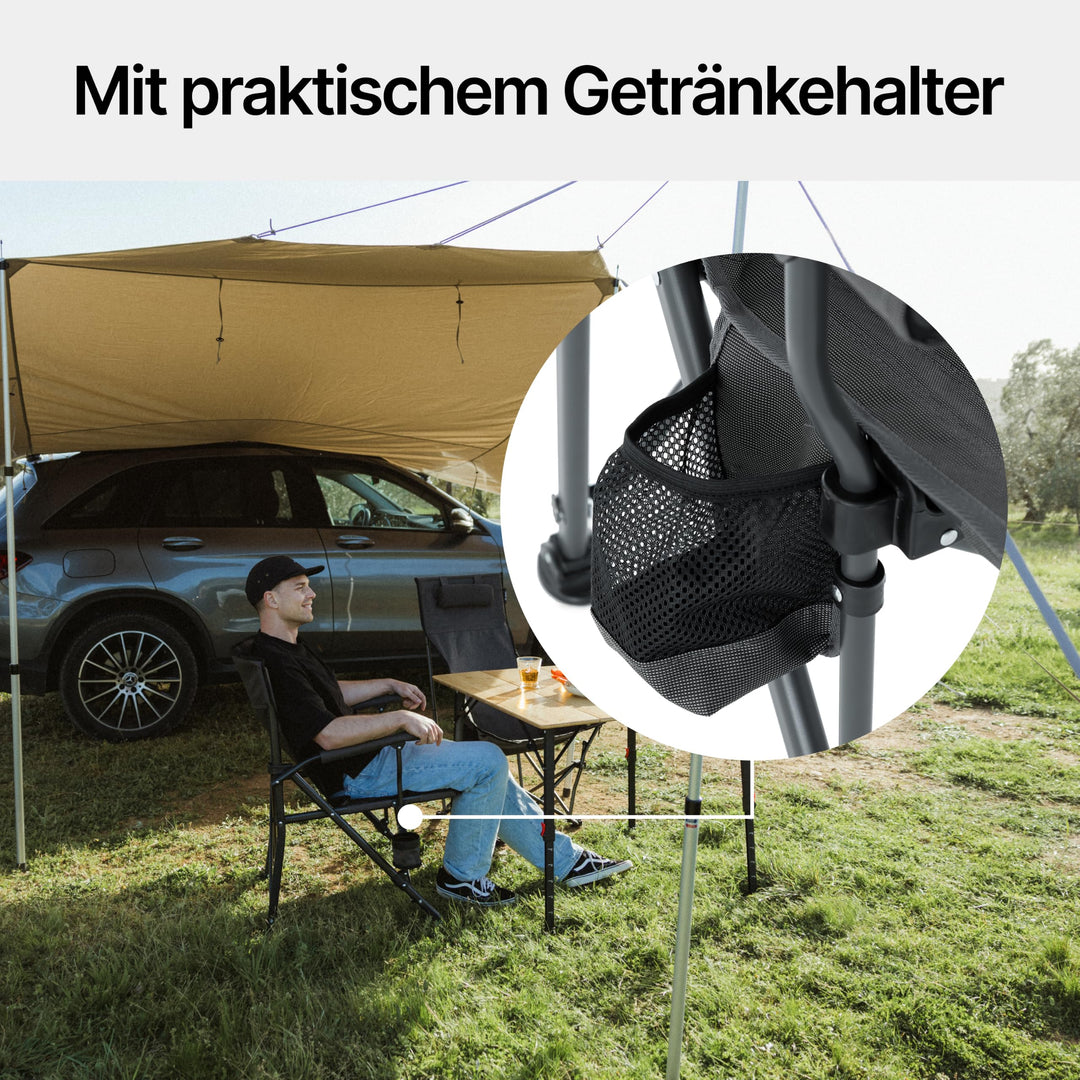 Campingstuhl faltbar 2er Set mit Getränkehalter, 150 kg, Stahl - Bild 5