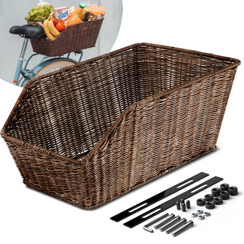 Fahrradkorb hinten Polyrattan 49x32x21cm 18L für Gepäckträger