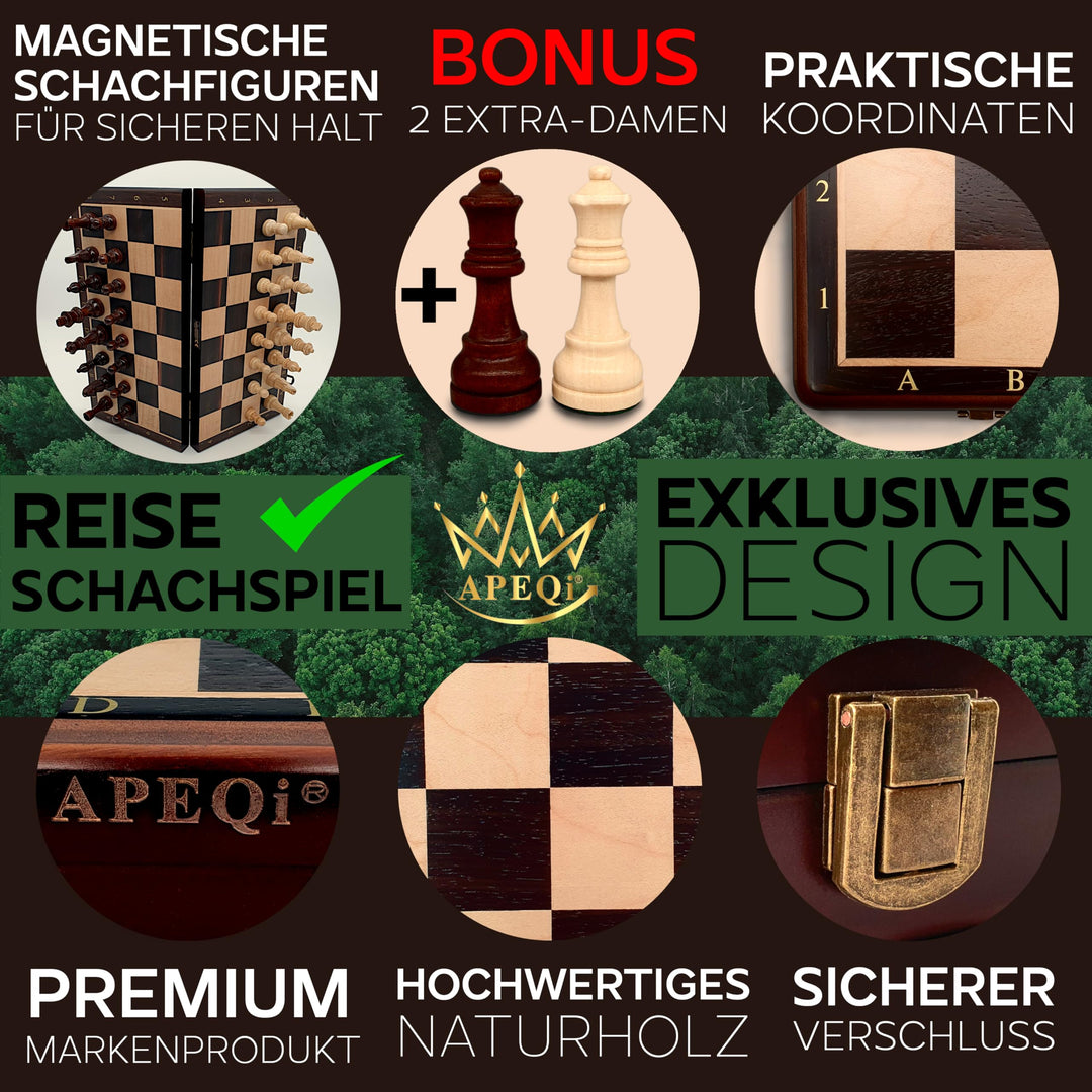 Schachspiel Holz magnetisch 38x38cm mit Metallverschluss - Bild 5
