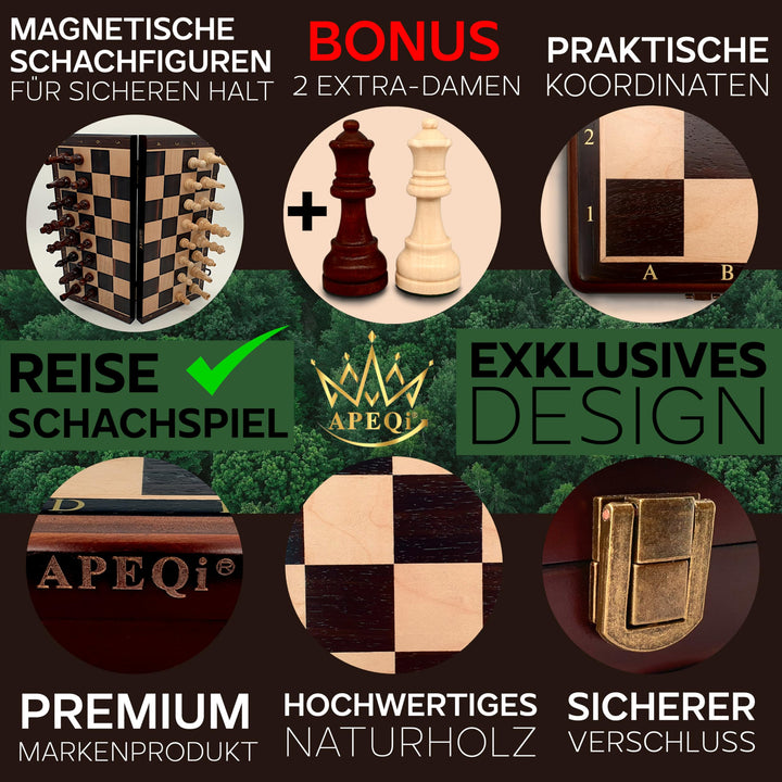 Schachspiel Holz magnetisch 38x38cm mit Metallverschluss - Bild 5