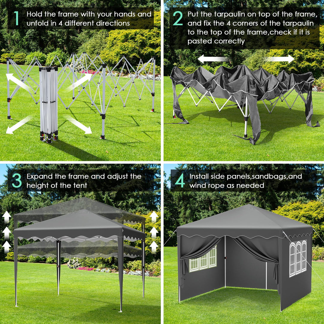 Faltpavillon 3x3m Oxford 420D UV50+ höhenverstellbar mit Seitenteilen - Bild 5