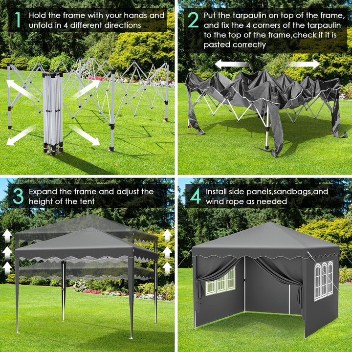 Faltpavillon 3x3m Oxford 420D UV50+ höhenverstellbar mit Seitenteilen - Bild 5