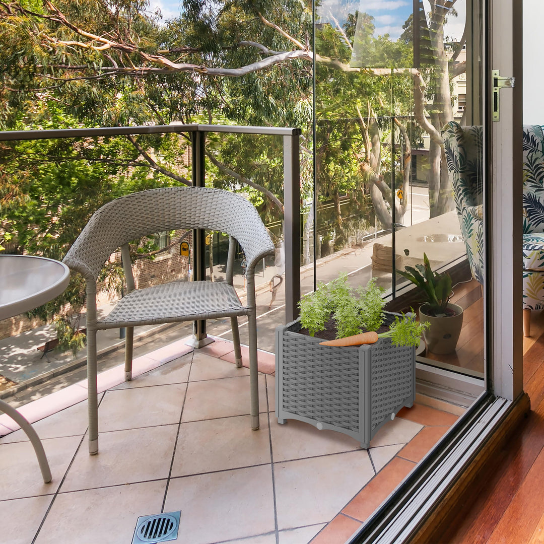 Pflanzkübel Rattan-Optik Selbstbewässerung 80x40cm grau Balkon - Bild 3