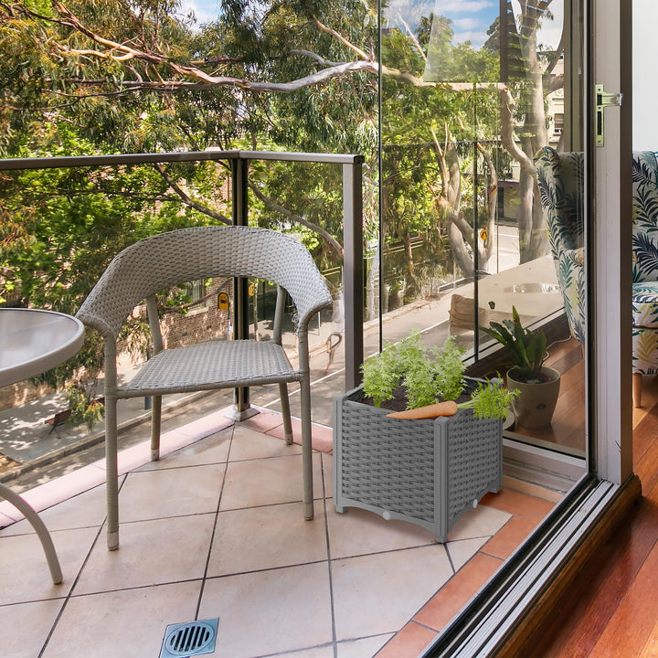 Pflanzkübel Rattan-Optik Selbstbewässerung 80x40cm grau Balkon - Bild 3