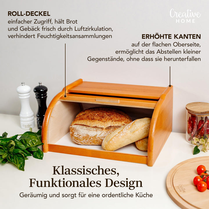 Brotkasten Holz mit Rolldeckel Erle 38x28,5x17,5 cm - Bild 6
