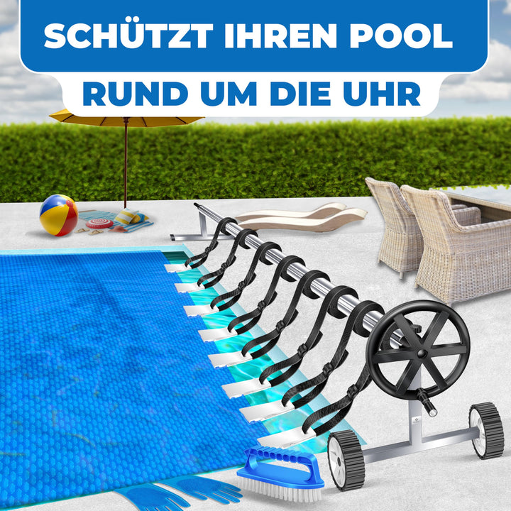 Pool-Aufrollsystem Aluminium 3-5,70m mit Rollen fuer Solarplane - Bild 8