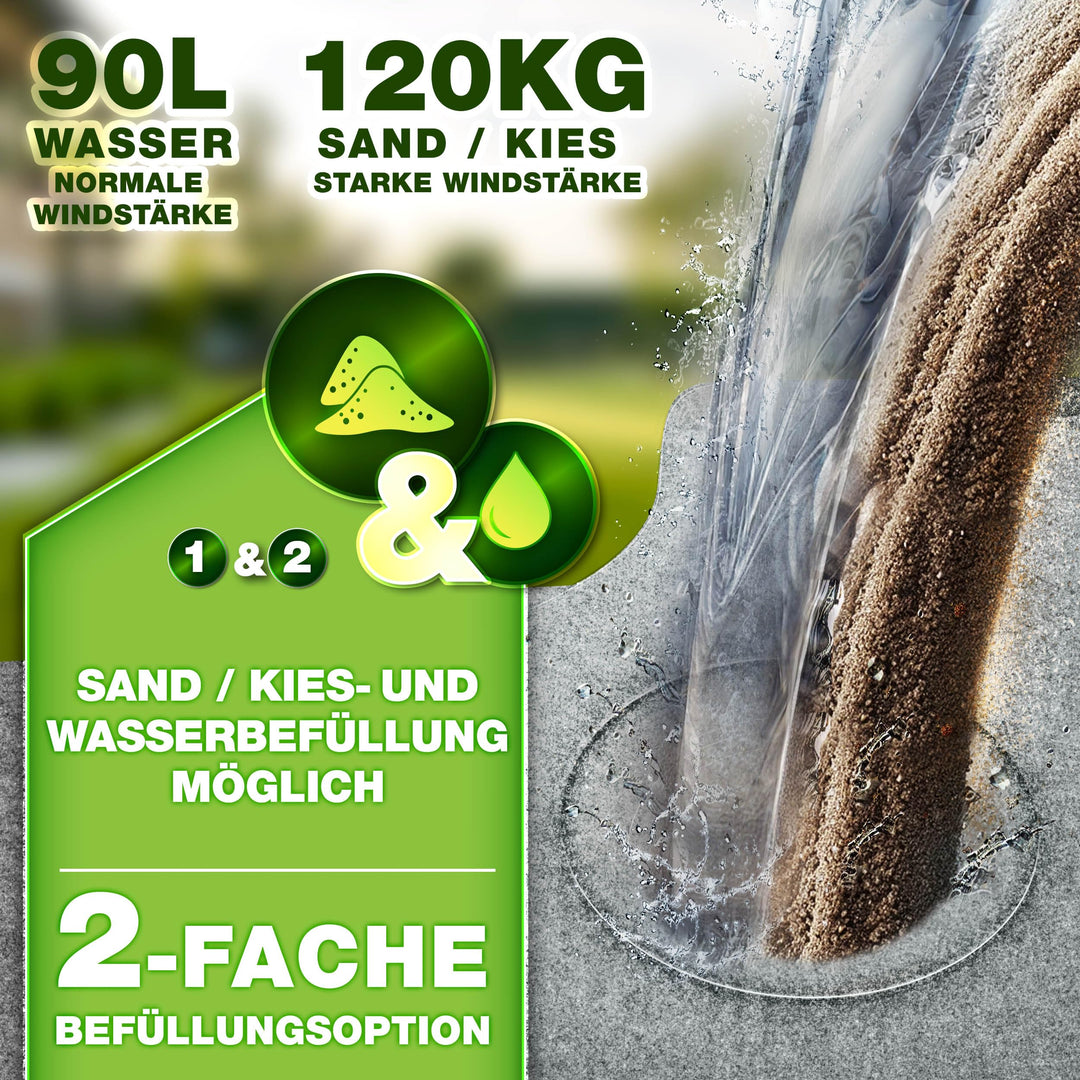 Sonnenschirmständer 4-teilig Granit-Grau 90L/120kg für Ampelschirme - Bild 3