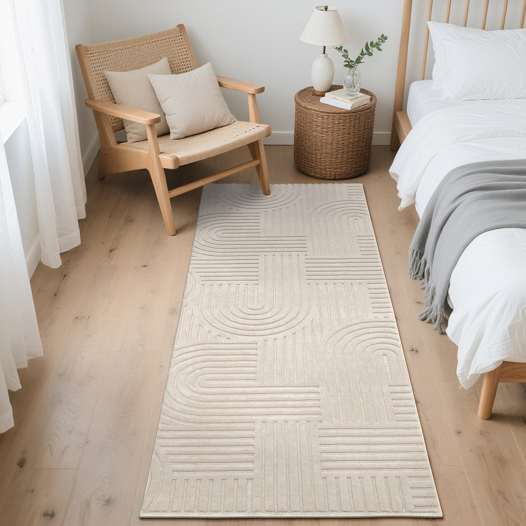 Teppichläufer Beige Polyester 80x200cm rutschfest waschbar - Bild 8