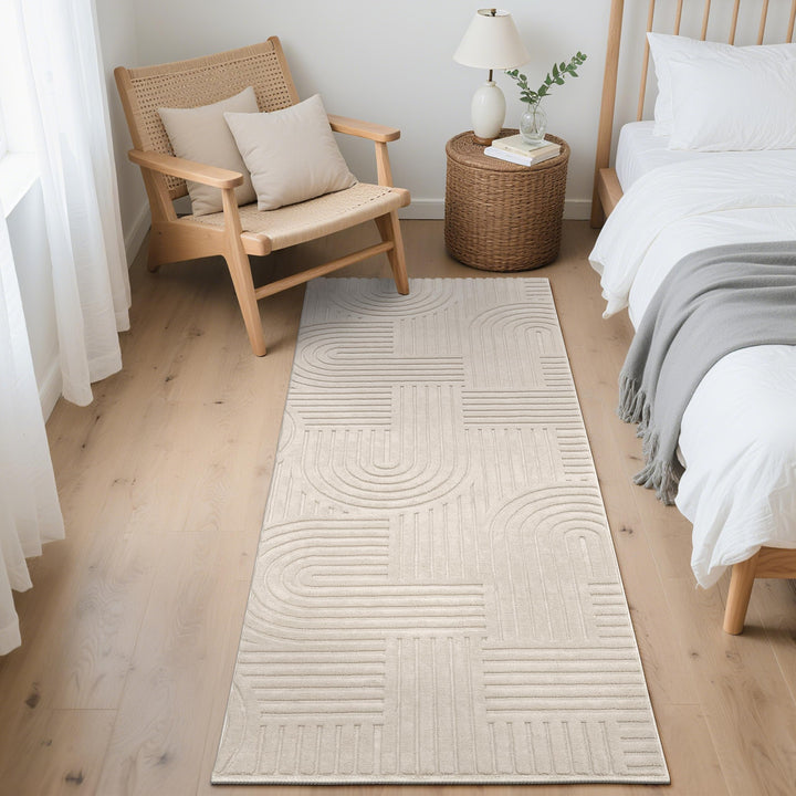 Teppichläufer Beige Polyester 80x200cm rutschfest waschbar - Bild 8