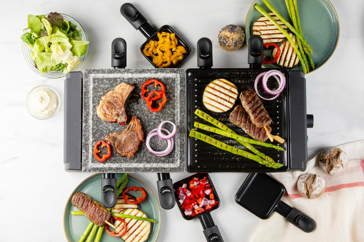 Raclette-Grill 3-in-1 mit Naturstein und Grillplatte fuer 8 Personen - Bild 4