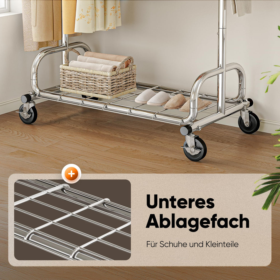 Kleiderständer auf Rollen 3-in-1 Stahl verchromt 136 kg Tragkraft - Bild 5