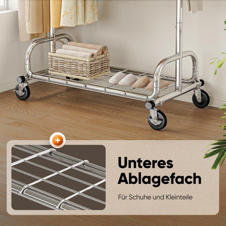 Kleiderständer auf Rollen 3-in-1 Stahl verchromt 136 kg Tragkraft - Bild 5