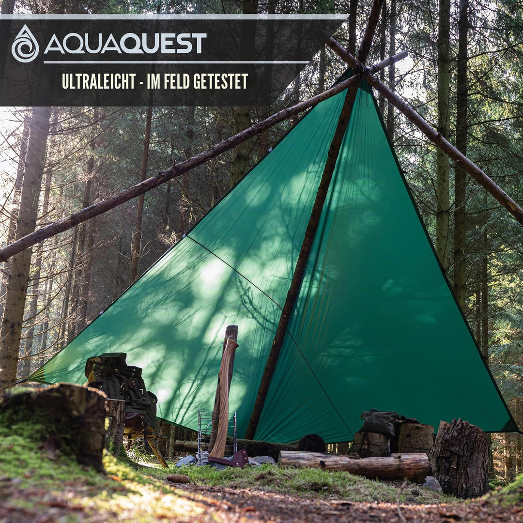 Camping-Tarp wasserdicht 3x2m ultraleicht für 2 Personen grün - Bild 5