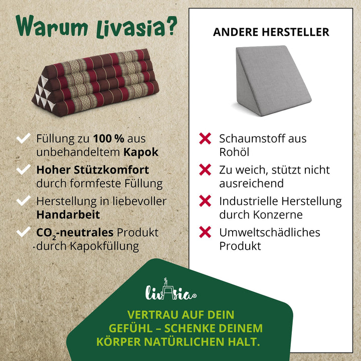 Dreieckskissen breit Kapok 80x33x30cm für Paare Outdoor - Bild 6