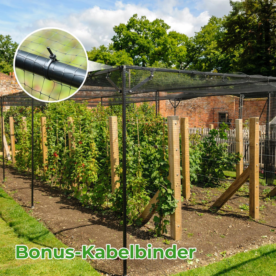 Vogelschutznetz Garten 2x20m Maschenweite 15mm mit Kabelbindern - Bild 9