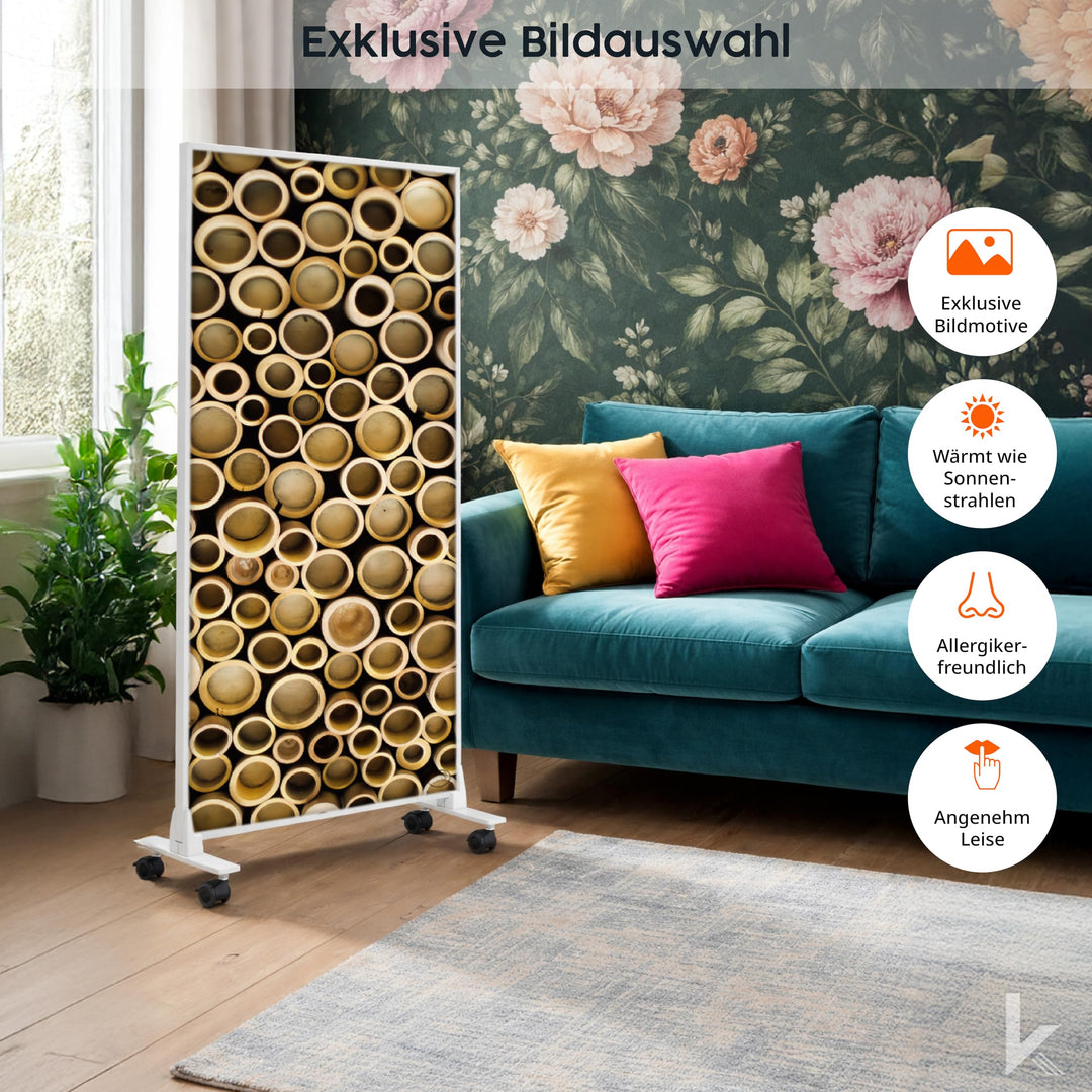Infrarotheizung Standgerät 1200 W mit Thermostat Flammen-Design - Bild 4