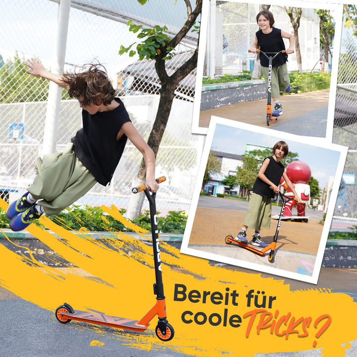 Stuntscooter Kinder Aluminium 100mm ABEC-9 ab 6 Jahren Orange - Bild 6
