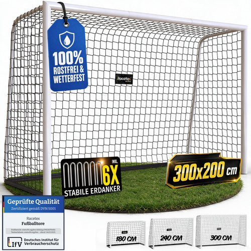 Fussballtor Kinder 300x200 cm Stahl mit Anti-Rost-Beschichtung