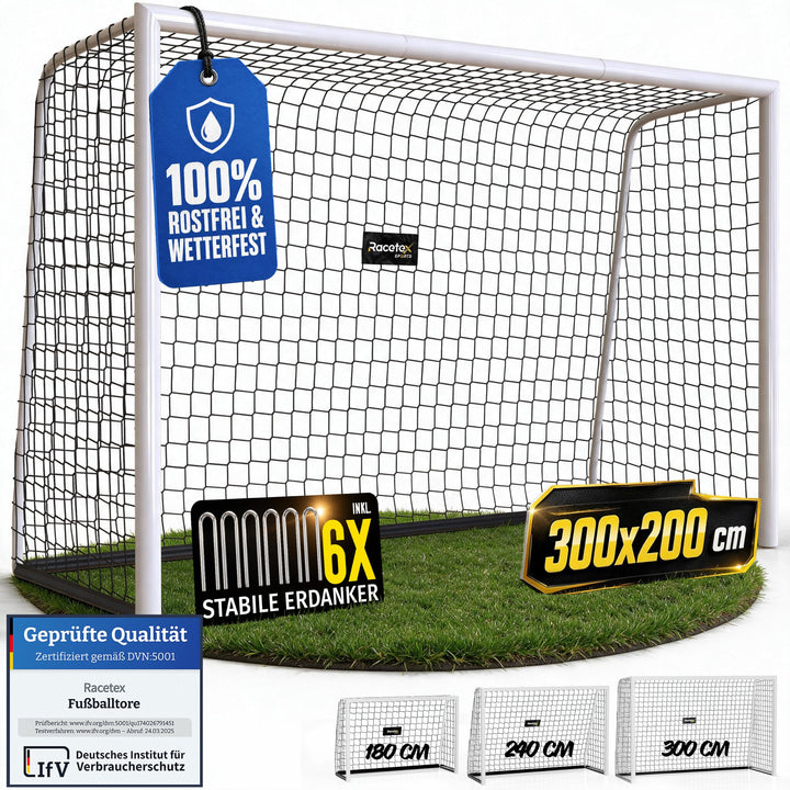 Fussballtor Kinder 300x200 cm Stahl mit Anti-Rost-Beschichtung