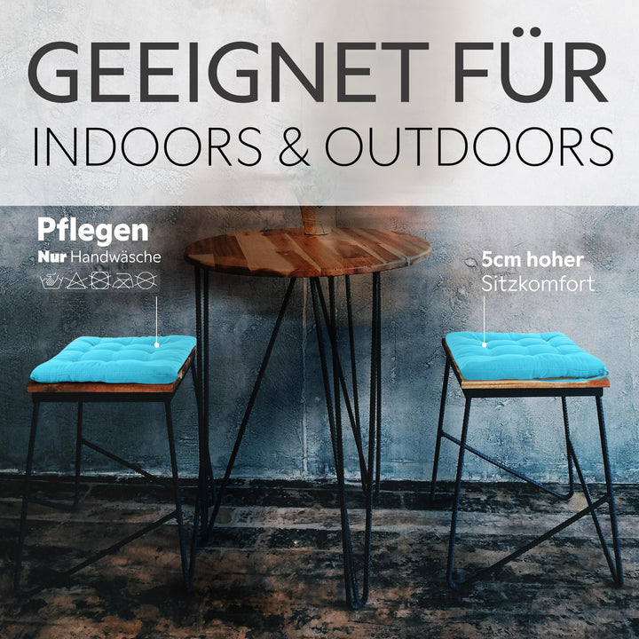 Sitzkissen 4er-Set 40x40x5 cm gesteppt mit Haltebändern Indoor Outdoor - Bild 5