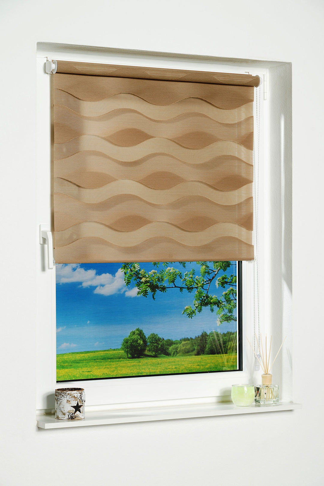 Doppelrollo Klemmfix Welle Taupe 70x200 cm ohne Bohren - Bild 4