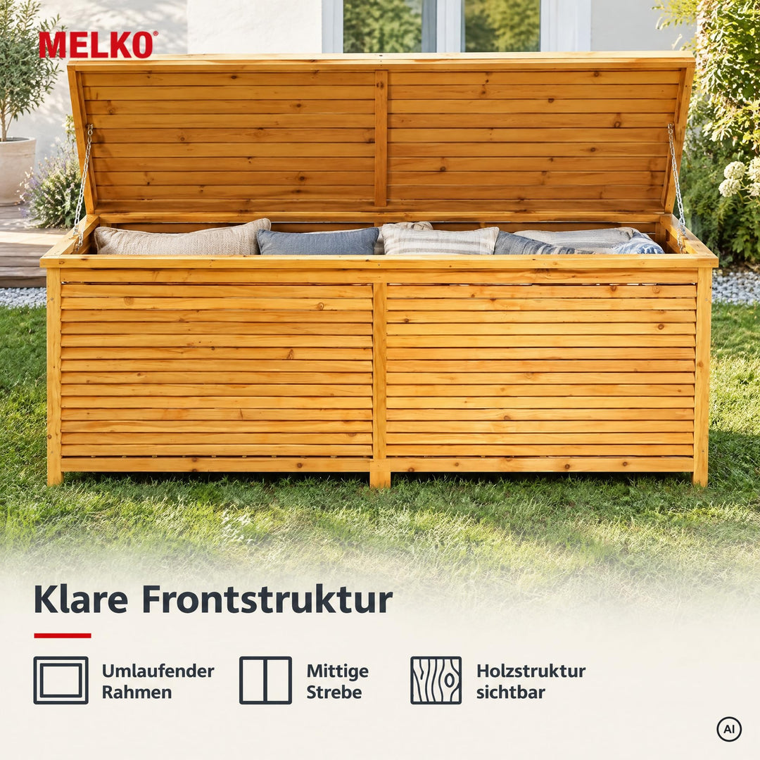 Auflagenbox Holz 170x50x58 cm Gartentruhe für Kissen und Polster - Bild 8
