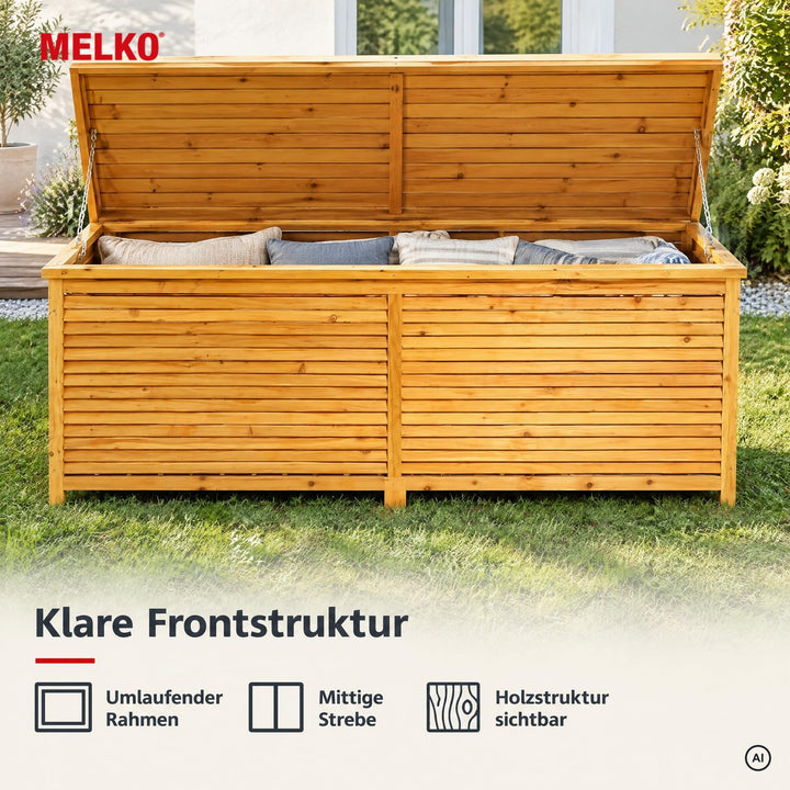 Auflagenbox Holz 170x50x58 cm Gartentruhe für Kissen und Polster - Bild 8