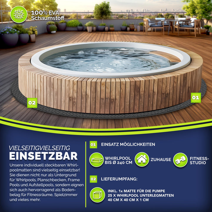 Whirlpool Unterlage rund 240 cm EVA-Schaumstoff Puzzlematte 10 mm - Bild 6