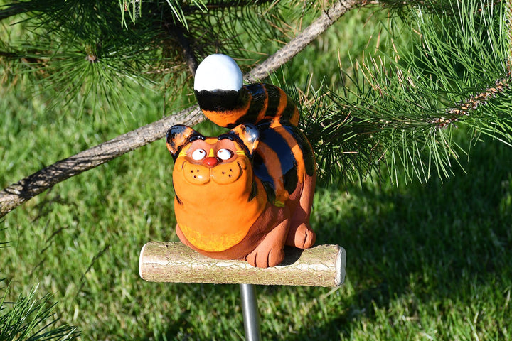 Gartenstecker Katze Keramik handgefertigt wetterfest 30 cm - Bild 2
